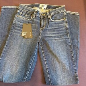 PAIGE Women's Ankle Cropped Jeans in Classic Blue